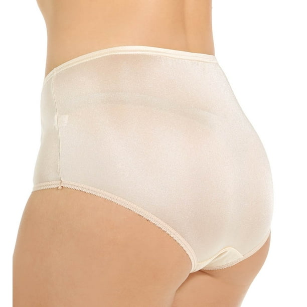 Women's Teri 331 Full Cut Nylon Brief Panty - 4 Pack (White 12