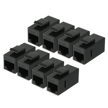 Keystone Phone - CAT5e RJ45 Phone Keystone Jack Inline Coupler Female to Female - 8PACK Black