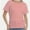 Pink, variant on Women's Short Sleeve Boat Neck Dolman Top with Side Shirring