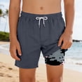thumbnail image 2 of shoper Boys Swimming Trunks Boxer Brief Stretch Drawstring Swim Shorts Kids Boys Casual Fashion Cartoon Dinosaur Prints Swimsuit for Boys Grey 5-6 Years, 2 of 5