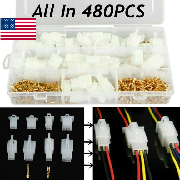 480Pcs Motorcycle Car Electrical 2.8mm 2/3/4/6 Pin Wire Connectors Terminal Kit