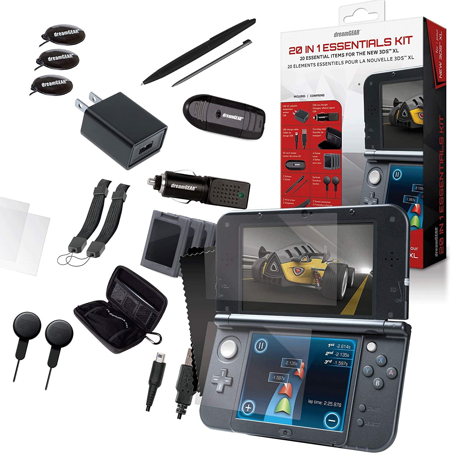 Dreamgear In 1 Essentials Kit Compatible With Nintendo New 3ds Xl Carrying Case 2 Screen Protectors 4 Game Cases Earbuds 2 Stylus Sd Card Reader By Visit The Dreamgear Store Walmart Com