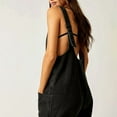 thumbnail image 3 of Womens Overalls Shorts Casual Summer Romper V Neck Sleeveless Jumpsuits Shortalls Loose Fit Black XL, 3 of 8