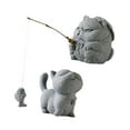 thumbnail image 4 of Estatua de gato para jardín, divertida mesa de té, regalo para amantes del té, centro de mesa, decoración de animales Gato Pescador Tsundere, 4 of 9