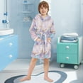 thumbnail image 5 of FORMRS Niños Bathrobe Unisex Hooded Robe Soft Plush Pajamas Sleepwear, Size 4-6T, Purple Marble Pattern, 5 of 7