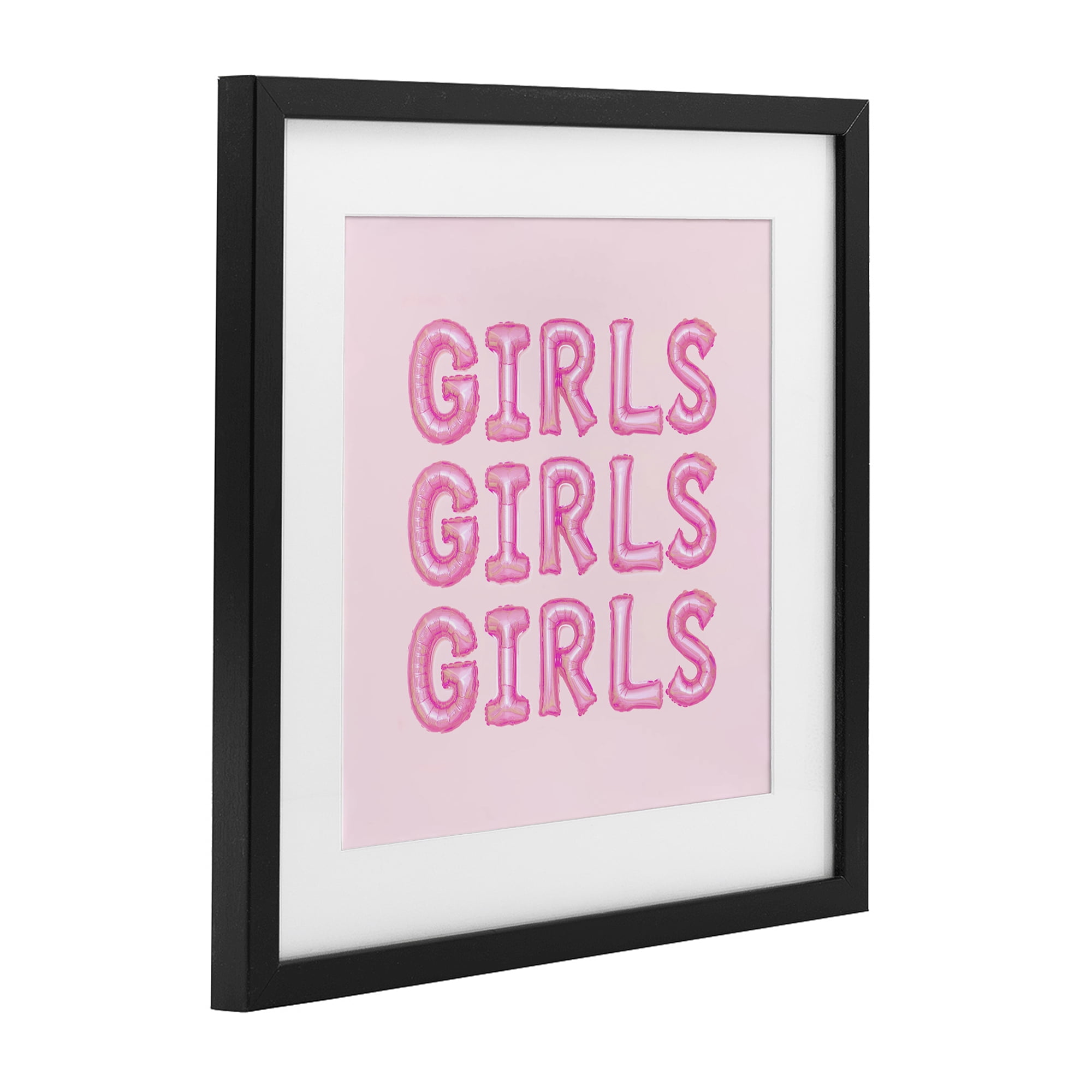 Stupell Industries Girls Letters Party Balloons Black Framed Print Under Glass, design by LISH Creative