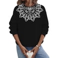 thumbnail image 1 of Innerwin Pullover Long Sleeve Ladies Sweatshirt Winter Ethnic Print Warm Tops Black L, 1 of 2