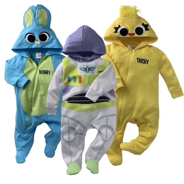 Kit 3 Mamelucos de algodón Disney Bunny, Buzz, Ducky Disney Ropa de Recién Nacido