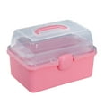 thumbnail image 3 of Cajas de almacenamiento transparentes, compartimentos de 3 capas, apilables, multifuncionales, con tapa y asa, organizador, estuche de almacenamiento Rosa, 3 of 8