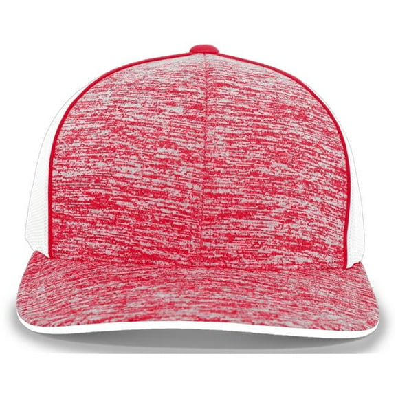 Aggressive Heather Trucker Snapback Cap, Red Heather & White - One Size