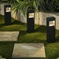 thumbnail image 3 of Better Homes & Gardens 15 Lumen Solar Powered LED Outdoor Landscape Cast Metal Square Bollard Path Lights Black, 4-Pack, 3 of 10