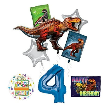 World Parts - Mayflower Products Jurassic World Dinosaur 4th Birthday Party Supplies and Balloon Decorations