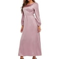 thumbnail image 4 of Oplxuo Satin Wedding Guests Dresses for Women Elegant Tie Front Long Sleeve Semi Formal Party Cocktail Maxi Dress, 4 of 7