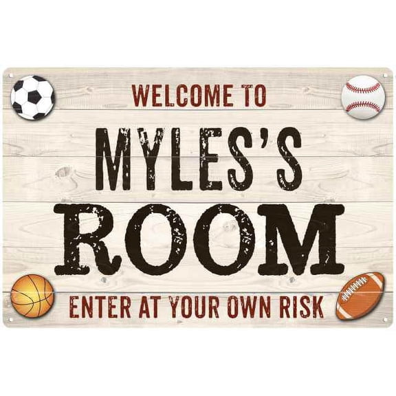 MYLES'S Room Kids Bedroom Sign Boy's Gift 8x12 Metal 108120090311
