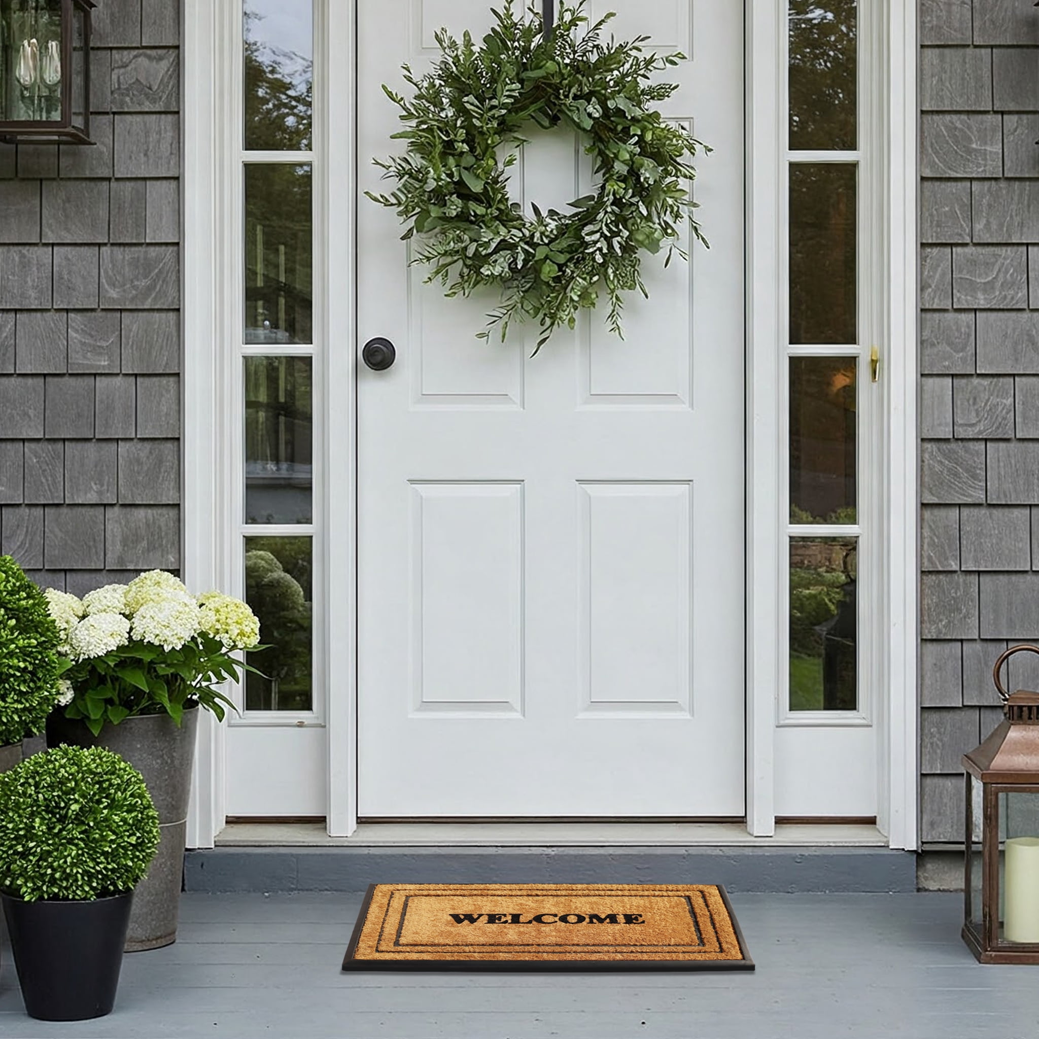 A1 Home Collections Natural Coir & Rubber Door Mat, Long-Lasting Entrance Doormats for Front Door, Thick & Non-Slip Durable Outdoor Entry Mat 18" x 32"