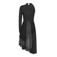 thumbnail image 4 of iiniim Women Lyrical Performance Asymmetrical Split Leotard Dress Modern Dance Costume Black M, 4 of 7