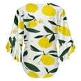 thumbnail image 6 of Lemons Leaves Floral White Background Women's V-Neck Blouse With 3/4 Ruffled Bell Sleeves Casual Top Ladies Blouses, 6 of 7