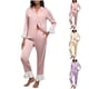 thumbnail image 1 of RKSTN Women's Lapel Pajamas Sets Plus Size Turndown Collar Button Down Long Sleeve T Shirts Top and Pants 2 Piece Matching Set Casual Solid Oversized Loose Sleepwear Blouses and Pant Loungewear Set, 1 of 9