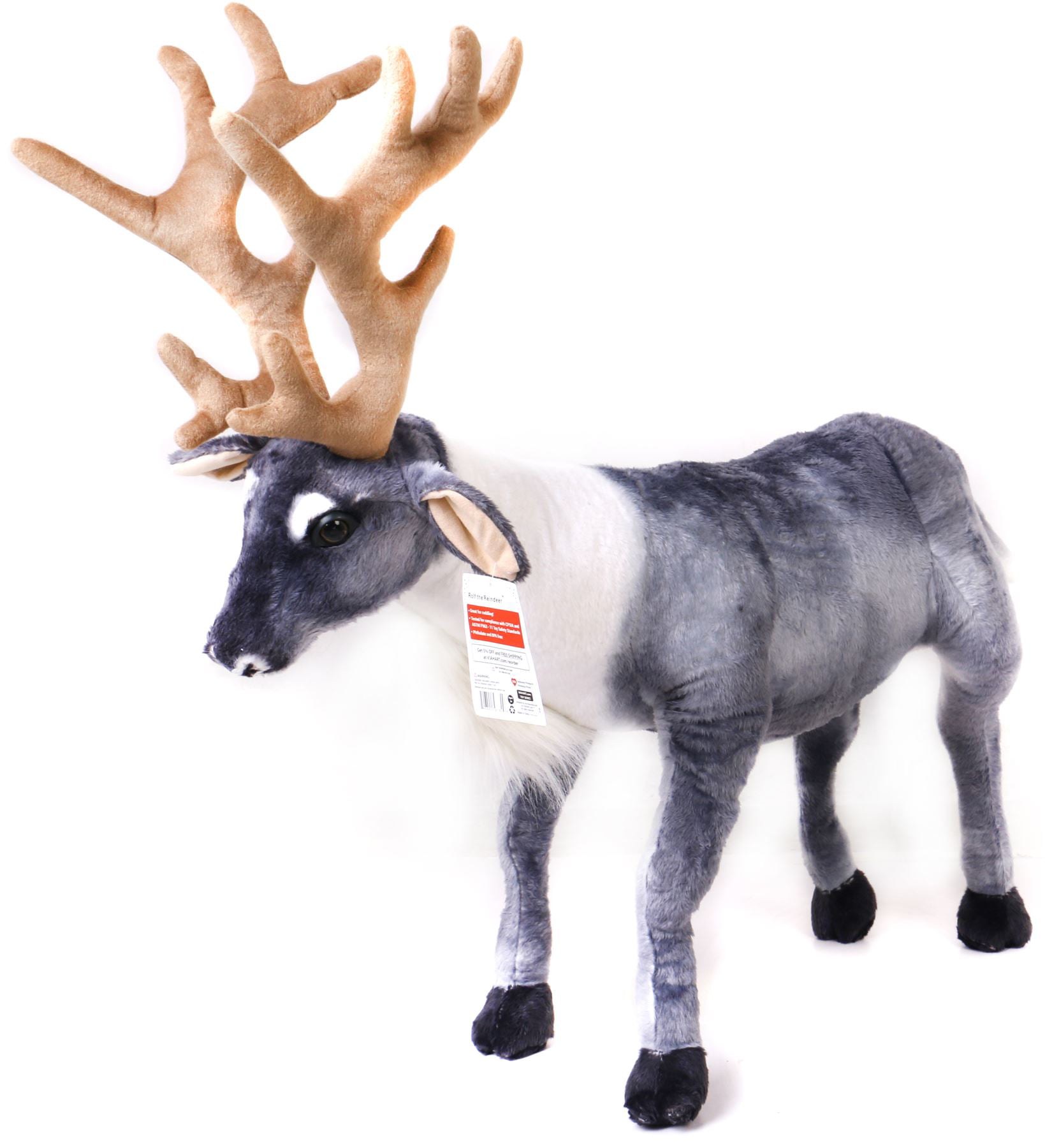 Rolf the Reindeer | 3 Foot Big Stuffed Animal Plush Caribou Sleigh Deer |  Shipping from Texas | By Tiger Tale Toys 