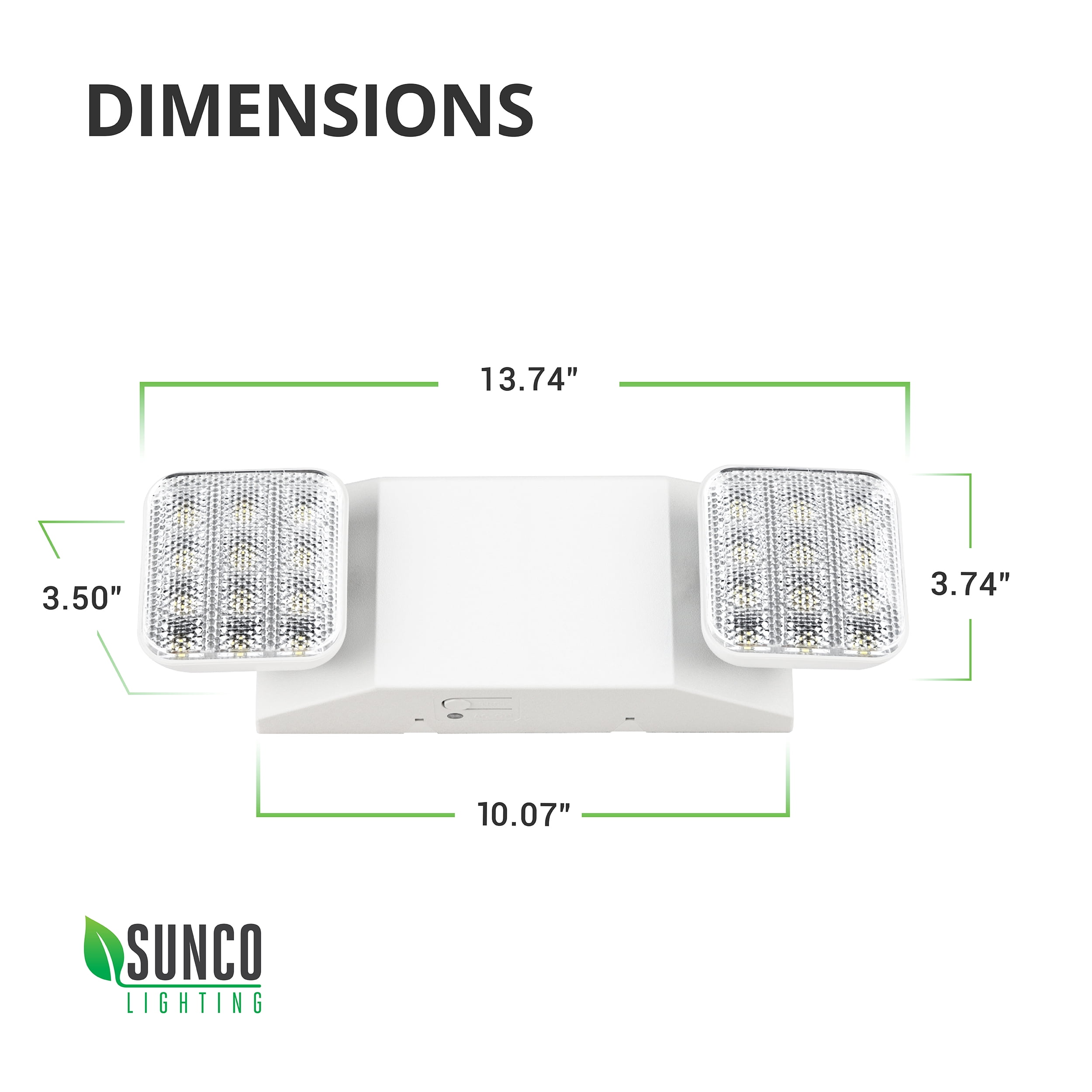 Sunco Lighting 6 Pack LED Emergency Light Fixture, Two LED Flood Lights, Backup Battery (180 Minutes), Wall Mount, Commercial Grade, 120-277V, Fire Resistant (UL 94V-0)
