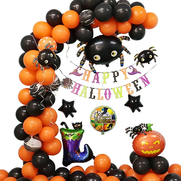 TIMIFIS Halloween Wreath Halloween Decorations Halloween Ball Arch Garland, Orange Black Confetti Balloons With Mylar Spider