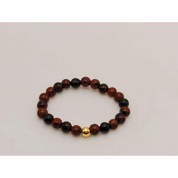Midi Rings With Garnet Crystals. 1 Golden bead Stretch Ring