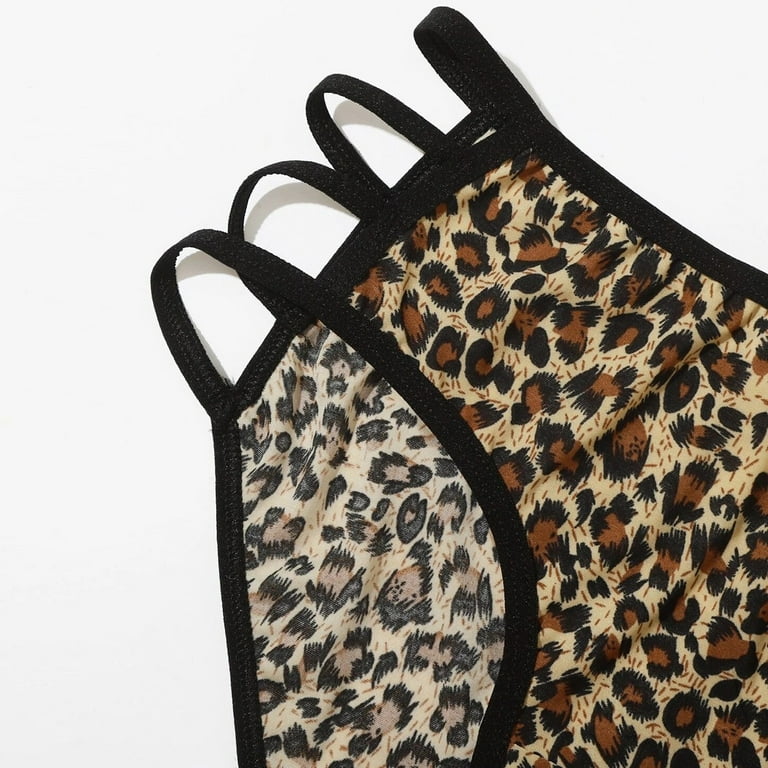 Bouanq Thongs for Women, Panties Thong Underwear Active Leopard Cheetah  Print Seamless lace thongs Panty 