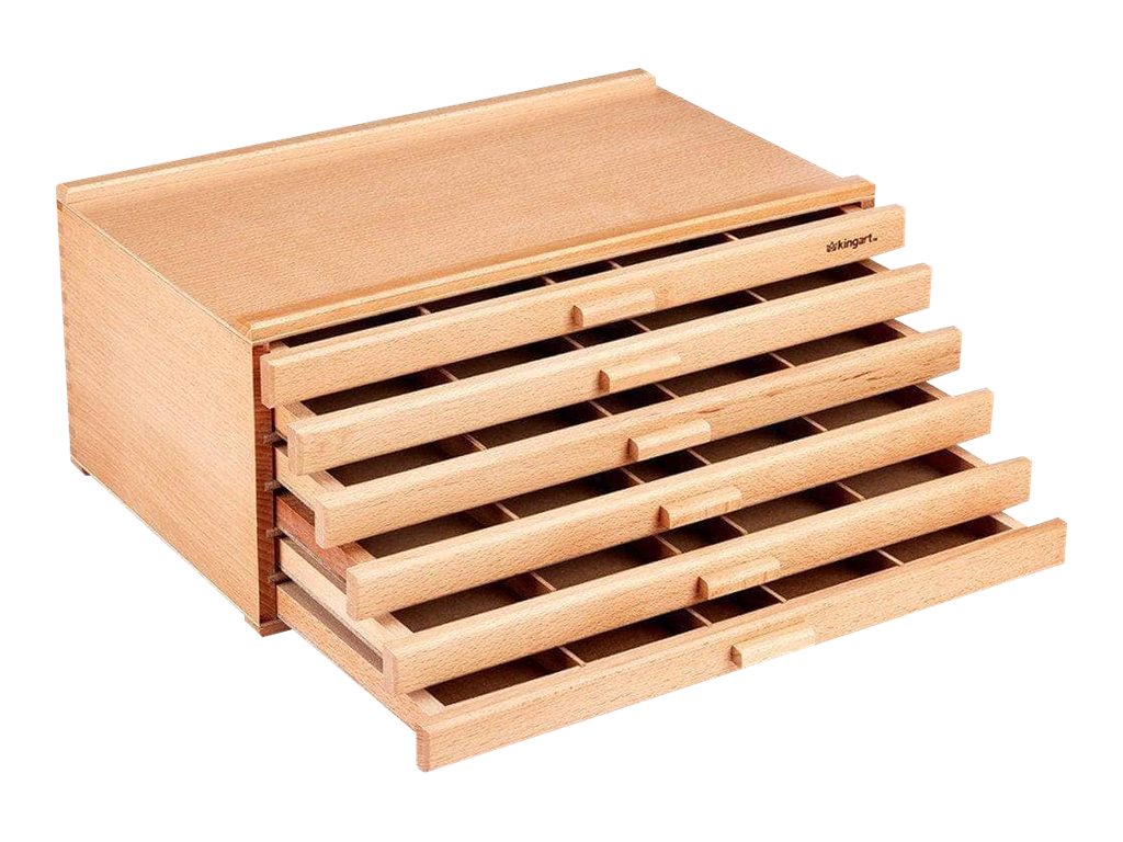 Kingart Studio Wooden Artist Storage Box, 6-Drawer, Designed Storage for Art Materials