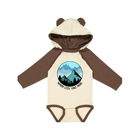 

Inktastic Worry Less Hike More with Mountains in Blue Gift Baby Boy or Baby Girl Long Sleeve Bodysuit