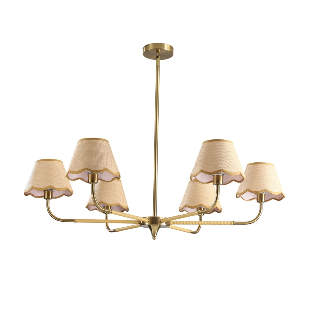 22" Boho Hand-Woven Rattan Chandelier – 5-Light Farmhouse Pendant, Triple-Tier, For Kitchen Island Or Dining Room
