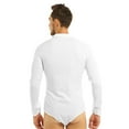 thumbnail image 2 of YONGHS Men's One-Piece Long Sleeve Bow Tie Shirt Top Leotard Modern Dance Latin Tango Bodysuit White X-Large, 2 of 7