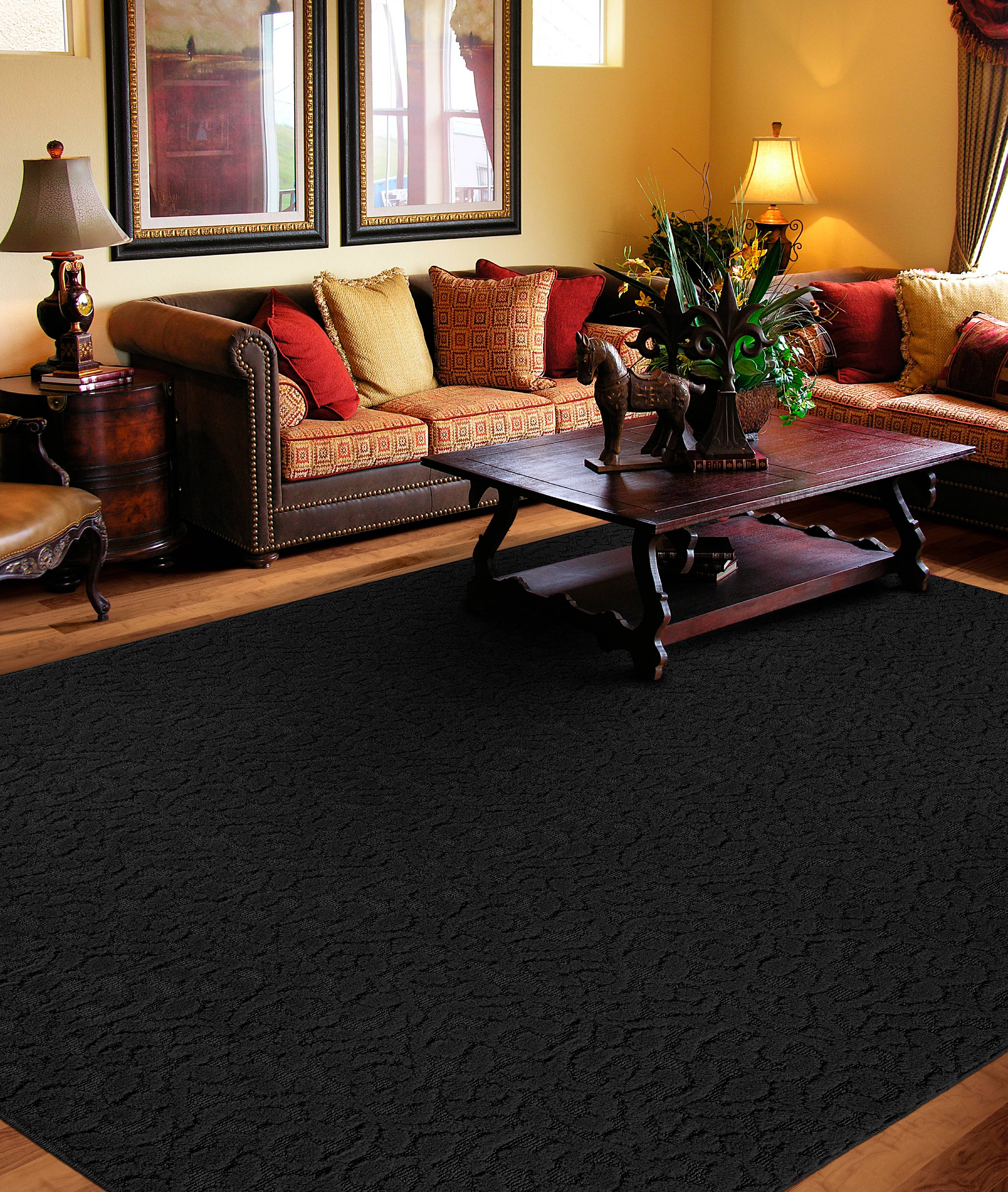 Garland Rug Ivy Black 7'6"x9'6" Floral Indoor Area Rug