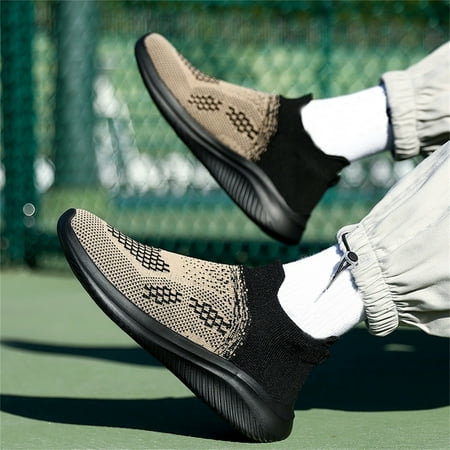 

Cathalem Mens Couple Shoes Casual Shoes Slip On Breathable Fashion Flat Casual Shoes Walking Classic Men Nylon Sneaker Khaki 11