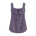 thumbnail image 4 of Kilaqueen Womens Bow Tie Front Tank Tops Summer Dressy Solid Color Square Neck Sleeveless Tunic Blouses Lightweight Loose Fit Casual Going Out Cami Gauze Shirts, 4 of 7