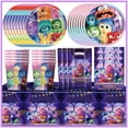 thumbnail image 2 of Disney Inside Out 2 - Juego de decoración para fiesta de cumpleaños, platos, vasos, servilletas, vasos, globos, suministros, kit de regalo, 2 of 4