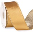 thumbnail image 1 of Cinta decorativa Ribbli de terciopelo dorado con alambre de 6,4 cm x 9,1 m, 1 of 4
