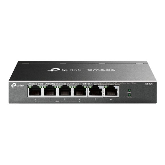 TP-Link Switch DS106P Omada 6-Port 10 100 Mbps Desktop Switch with 4-Port PoE+