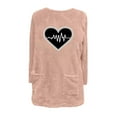 thumbnail image 5 of lcziwo Sweatshirt for Women Fuzzy Fleece Crewneck Long Sleeve Pullover Tops Cute Heart Print Casual Loungewear with Pockets, Pink, XL, 5 of 5