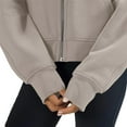 thumbnail image 6 of Lindreshi Sweatshirts for Women Zipper Front Women's Solid Color Fashion Pocket Sweatshirt Loose Fitness Zipper Hooded Casual Sweater, 6 of 6