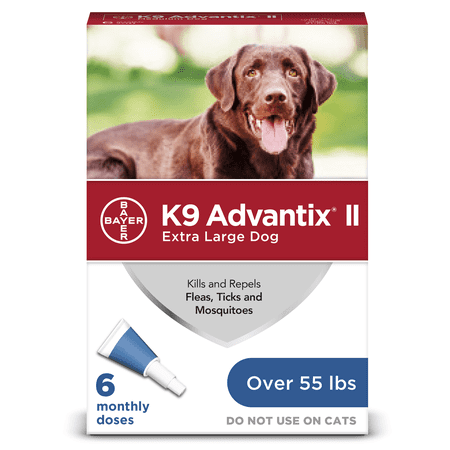 K9 Advantix II Topical Extra Large Dog Flea & Tick Treatment (Pack of 6 - 0.135 fl. oz. tubes; For Dogs Over 55 lbs.)