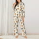 thumbnail image 2 of Balery Shiba Head Face Conjunto de Pijama con Estampado para Mujer, Conjunto de Dos Piezas con Manga Larga, Ropa de Dormir Suave con Bolsillos, Pijamas Cómodos-XX-Large, 2 of 7