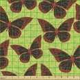 thumbnail image 2 of Butterfly Fabric by the Yard, Continuous Dotted Ornamental Moths on Irregular Spots, Decorative Upholstery Fabric for Chairs & Home Accents, Apple Green Vermilion by Ambesonne, 2 of 5