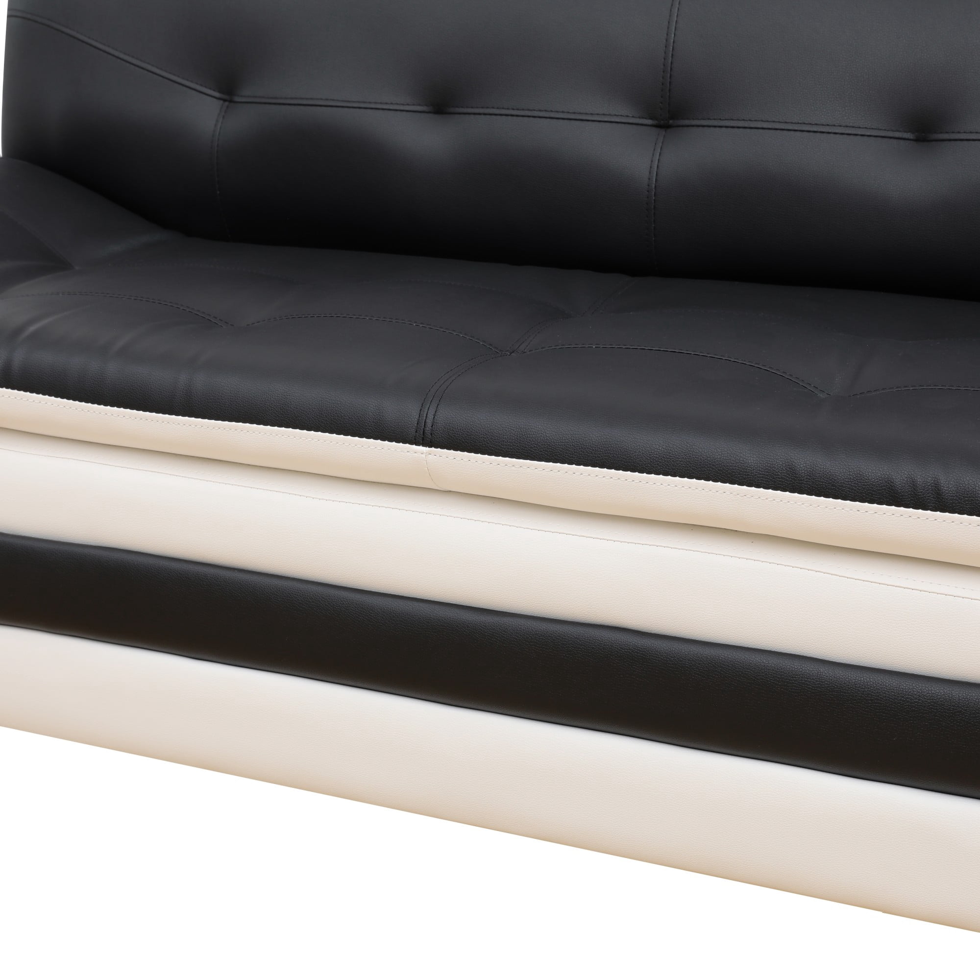 Gewnee Accent Chair Single Sofa, 42" Breathable Leather Sofa Chair with Solid Wood Frame & Metal Legs, Modern Furniture for Living Room Bedroom Office, Black and White