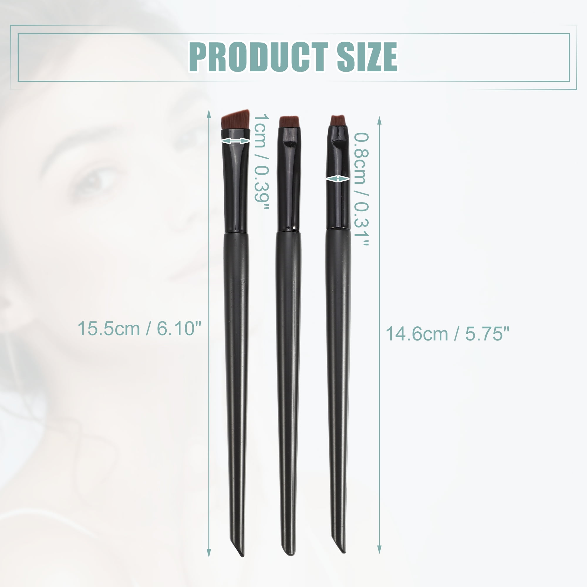 Unique Bargains 3pcs Makeup Brush Set Eyebrow Eyeliner Wooden Handle Smudger Makeup Tools