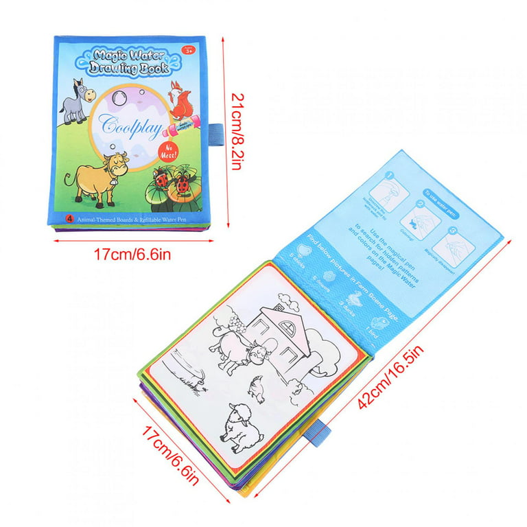 VONTER Water Doodle Book - Kids Painting Writing Doodle Toy Book - Color  Doodle Drawing Book Bring Magic Pens Educational Toys for Age 3 4 5 6 7 8 9
