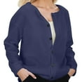 thumbnail image 1 of asddcavvf Cardigan pour Femmes Automne/hiver 2024 Nouveau Couleur Unie Imprimé Mode Décontracté V Nec, 1 of 9