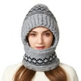 thumbnail image 4 of 3 In 1 Beanie Hat With Scarf And Mask Warm Winter Scarves Fitness Faux Fur Shawl Pashmina Wraps Fall Fashion Must Have Women's Hats & Caps Grey, 4 of 9