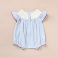 thumbnail image 2 of ZEHJUHAN Baby Girl Sweet Romper Flying Sleeve Check Bodysuit with Strawberry Embroidery For Summer Blue，0-3M, 2 of 5