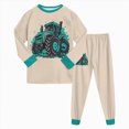 thumbnail image 2 of TOWED22 Little Boys Pajamas 2 Pieces Long Set Cotton Kids Excavator Pjs Toddler Clothes Jammies Fall Winter Sleepwear 6-12 Months 12-24 Months 2t 3t 4t 5t 6t 7t 8t 9t Children,Beige,3-4 Y, 2 of 6
