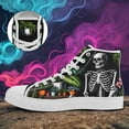 thumbnail image 4 of Coolcustomize Gothic Punk High-Top Sneakers for Men Size 11 1/2, Skeleton & Botanical Art Design Print, Black Street-Style Canvas Shoes, Fashion Trendy Footwear, Wide Fit Casual Shoes for Daily Wear, 4 of 5